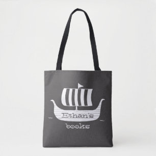 Bolsa Tote Cor do fundo do longboat w/custom do navio de
