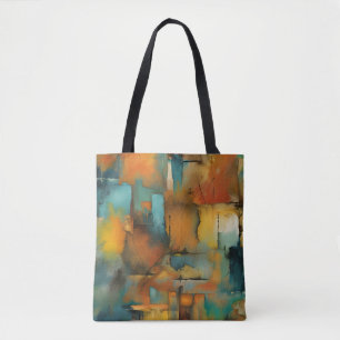 Bolsa Tote Cor do outono, abstrato de tinta geométrica granul
