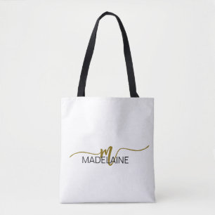 Bolsa Tote Cor Dourada branca esbranquiçada monográfica