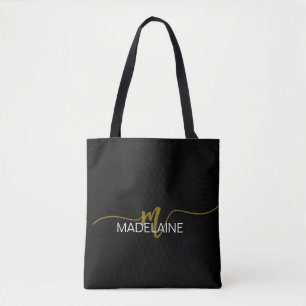 Bolsa Tote Cor Dourada Elegante Monograma
