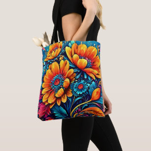 Bolsa Tote Cor Floral Rosa impressionante