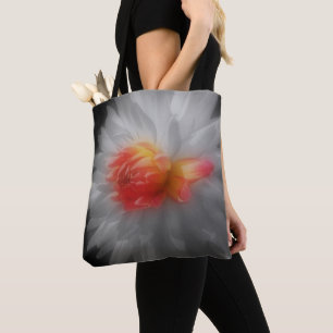 Bolsa Tote Cor Parcial da Flor Vermelha Dahlia