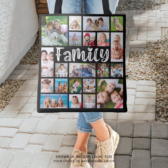 Bolsa Tote Cor Personalizada da Colagem de Fotos 21 da FAMÍLI (Criador carregado)