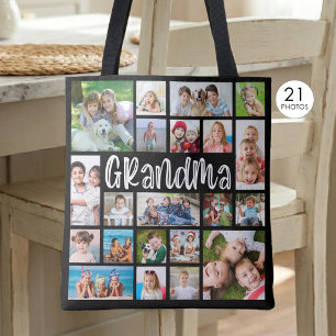 Bolsa Tote Cor Personalizada da Colagem de Fotos da Vovó Mod