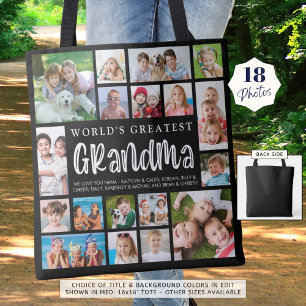 Bolsa Tote Cor Personalizada da Colagem de Fotos Moderna Vovó