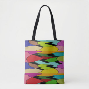 Bolsa Tote Cor preta com design de arte no meio         