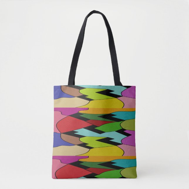 Bolsa Tote Cor preta com design de arte no meio (Frente)