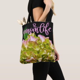 Bolsa Tote Cor rosa verde Hydrangea flor rosa flor amarela