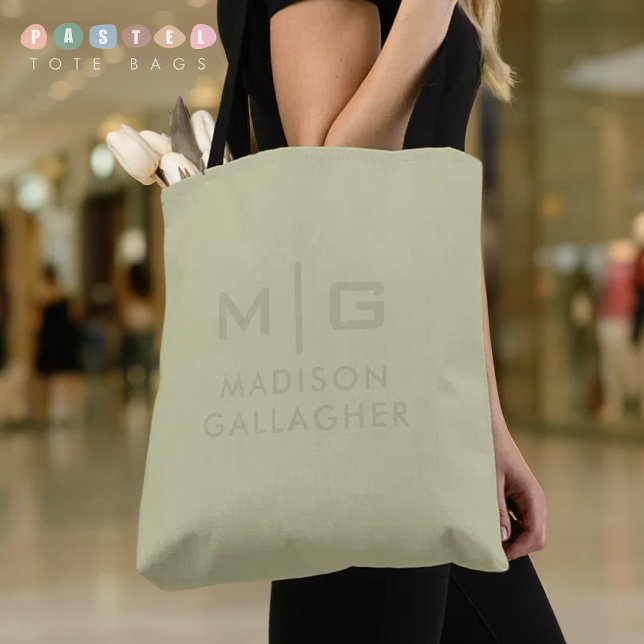 Bolsa Tote Cor Sólida e Suave Verde Musgo Pastel (Solid Soft Light Pastel Sage Moss Green Color Tote Bag
)