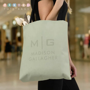 Bolsa Tote Cor Sólida Luz Suave Verde Musgo de Sage Pastel