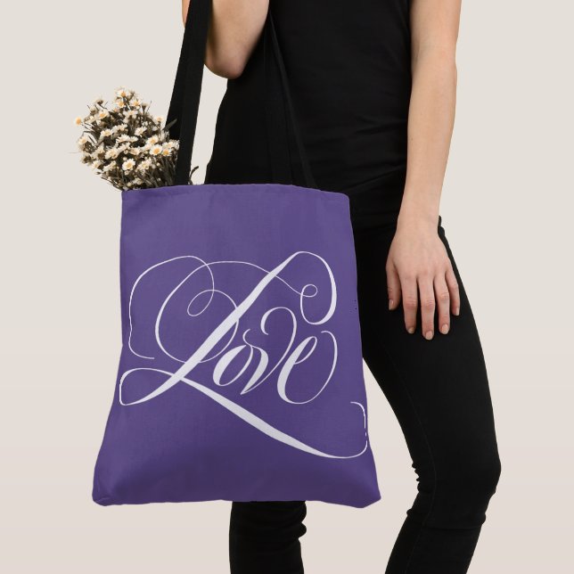 Bolsa Tote Cor Ultra Violeta do Ano da Caligrafia do Amor (Close Up)