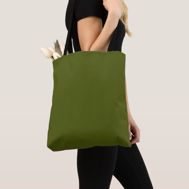 Bolsa Tote cor verde-oliva sólida (Close Up)