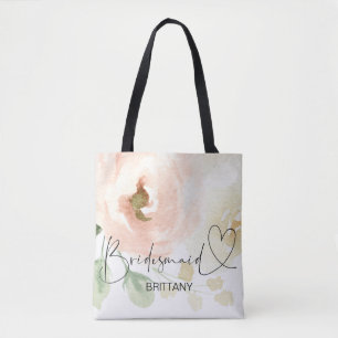Bolsa Tote Cora a sacola floral cor-de-rosa do casamento do