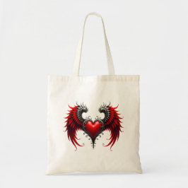 Bolsa Tote Coração Alado Carmesim  Romance Gótico Elegante . 