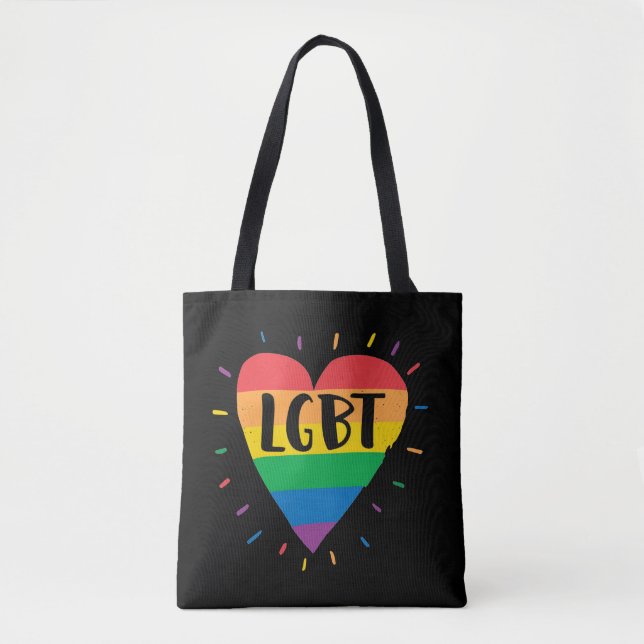 Bolsa Tote Coração Arco-Íris LGBT (Frente)