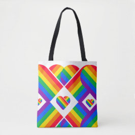 Bolsa Tote Coração Arco-íris Orgulho