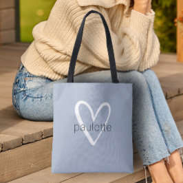 Bolsa Tote Coração Azul Chic Dusty Personalizado