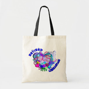 Bolsa Tote Coração azul retro artística aposentado do
