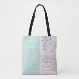 Bolsa Tote Coração Bonita Amor Corações Arcos-Chuva Saco