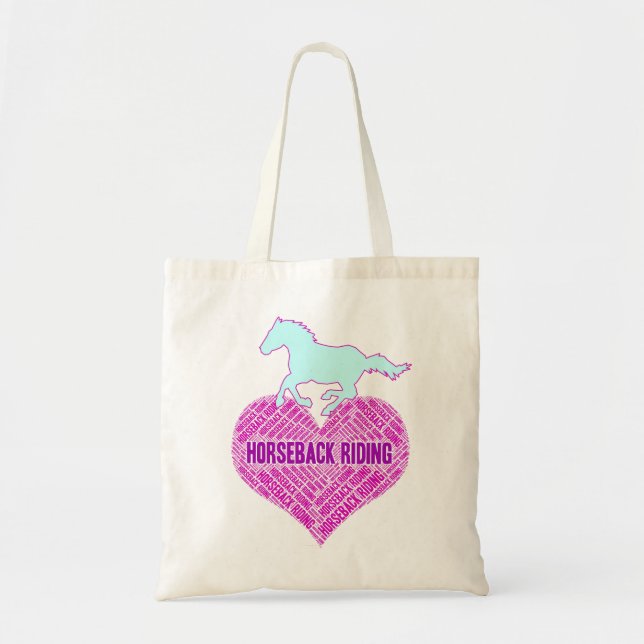 Bolsa Tote Coração Cavalgando com Pony Selvagem (Frente)