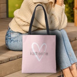 Bolsa Tote Coração Chic Rosa Bege Personalizado