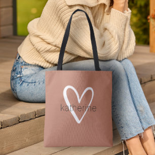 Bolsa Tote Coração Chic Terracota Personalizada