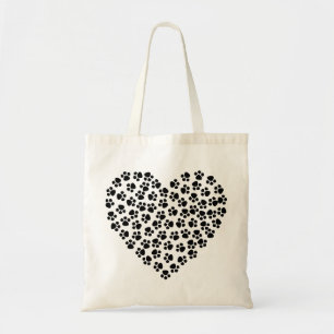 Bolsa Tote Coração com as patas ilustradas do cão