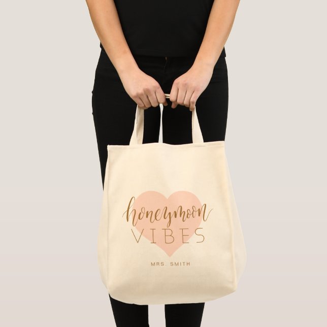 Bolsa Tote Coração cor-de-rosa e vibração personalizada da lu (Frente (produto))