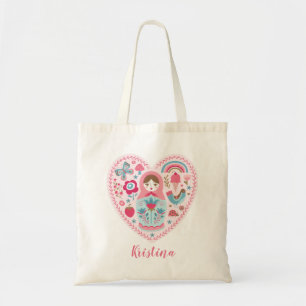 Bolsa Tote Coração Cor-de-Rosa Matryoshka Tote Bag