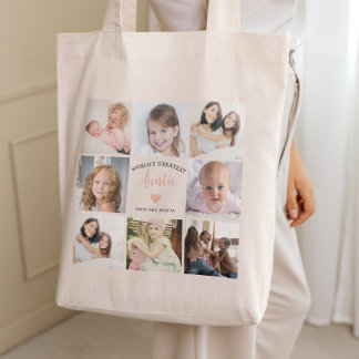 Bolsa Tote Coração Cor-de-Rosa Personalizada da Tia Moderna