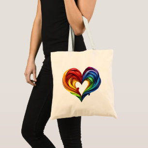 Bolsa Tote Coração - Cores Arco-Íris