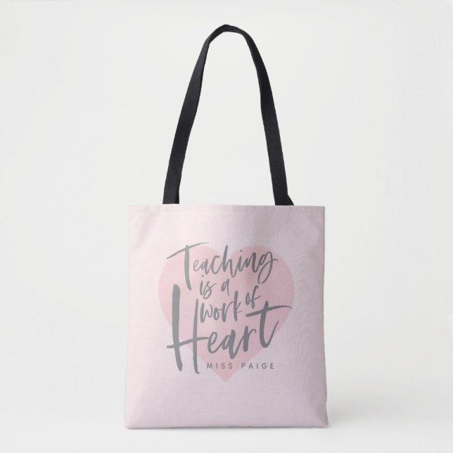 Bolsa Tote Coração da aguarela do presente do professor (Frente)