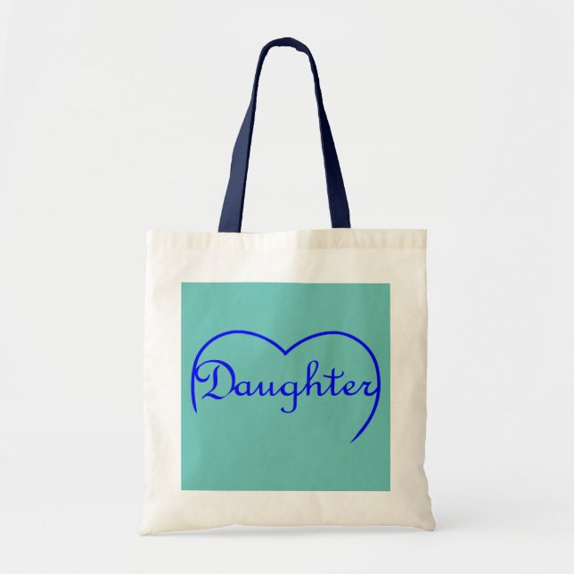 Bolsa Tote Coração da filha em azul (Frente)