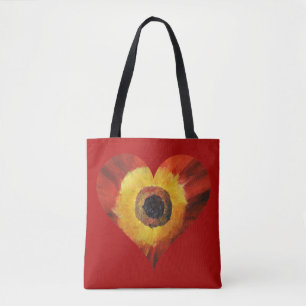 Bolsa Tote Coração da Flor de Arte VermelhaSaco de Tota Perso