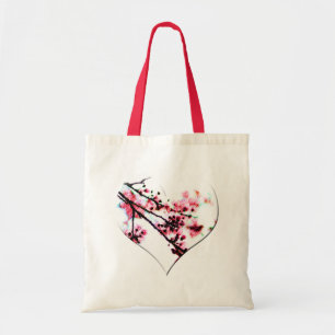 Bolsa Tote Coração da flor de cerejeira