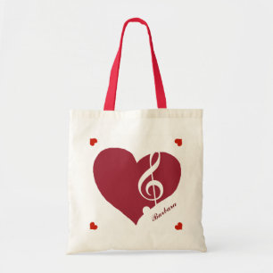 Bolsa Tote coração da música para os melómanos personaliz
