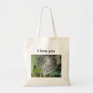 Bolsa Tote Coração da planta de luz do saco, texto: "Eu te am