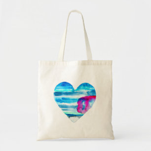 Bolsa Tote Coração de aquarela azul