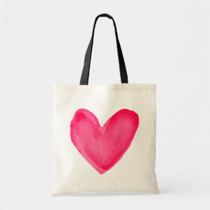 Bolsa Tote Coração de Aquarela Rosa Vermelho Amor - Casamento