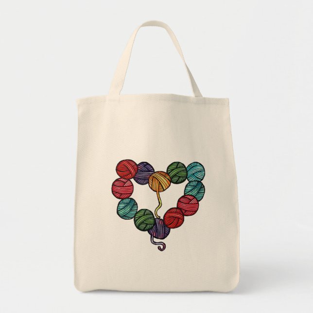 Bolsa Tote Coração de Bola de Fio                             (Frente)