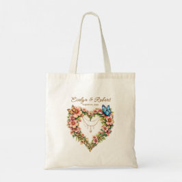 Bolsa Tote Coração de Borboleta Elegante Flora - Personalizad