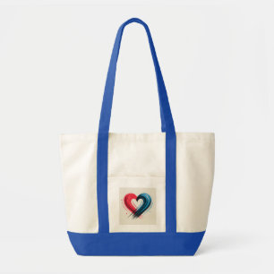 Bolsa Tote Coração de Brushaft - Red & Blue Artitic Love T-Sh