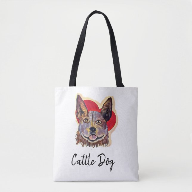 Bolsa Tote Coração de Cães de Maçã Vermelho (Frente)