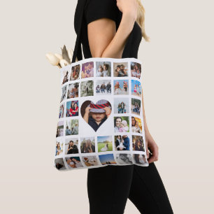 Bolsa Tote Coração de Fotografias Personalizada Exclusiva 3