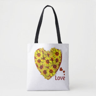 Bolsa Tote Coração de Girassol