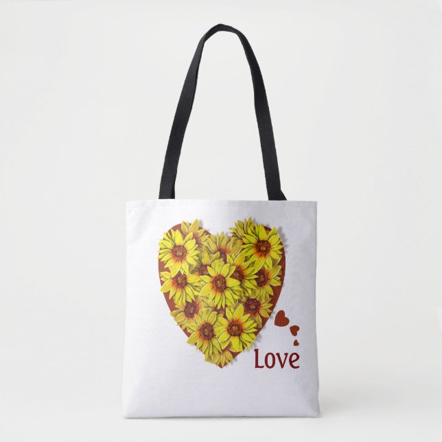 Bolsa Tote Coração de Girassol (Frente)