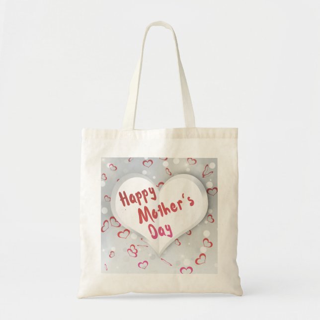Bolsa Tote Coração de Papel 3D de Dia de as mães Feliz (Frente)