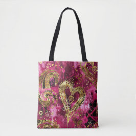 BOLSA TOTE CORAÇÃO DE SÃO VALENTIM COM BRILHO ROSA QUENTE E D