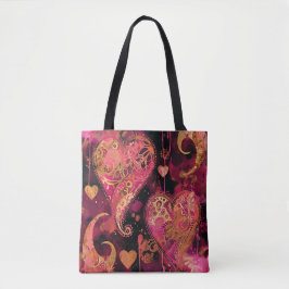 BOLSA TOTE CORAÇÃO DE SÃO VALENTIM COM BRILHO ROSA QUENTE E D