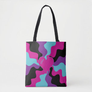 Bolsa Tote Coração Derretido - Rosa, Púrpura, Azul e Preto